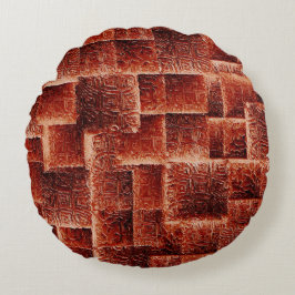 Kvadroner med mörk och ljusröd vägg struktur rund kudde