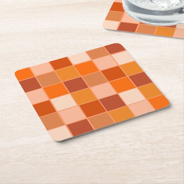 Kvadroner med Orange Underlägg Papper Kvadrat (Vinklad)