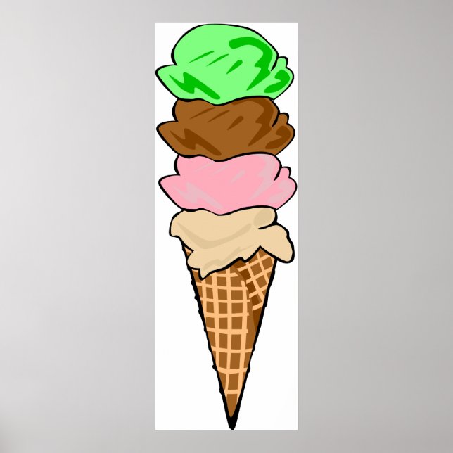 Kvadruple Ice Cream Cone Poster (Framsidan)