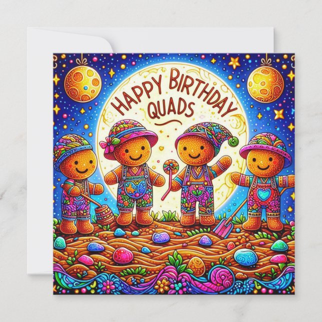 KVADS ~ Birthday Card ~ Pepparkaksgubbar ~ (Framsida)