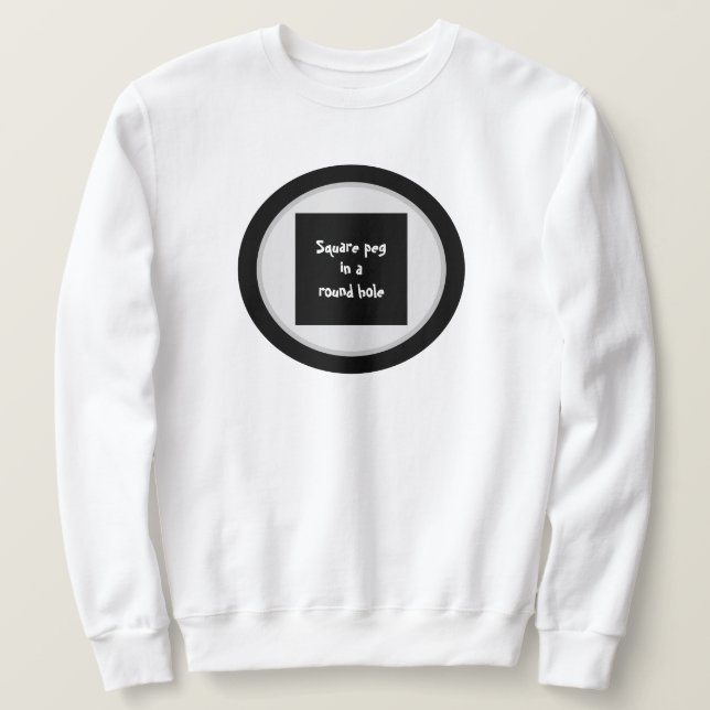 Kvadt i en rund hål-tröja lång ärmad tröja (Design framsida)