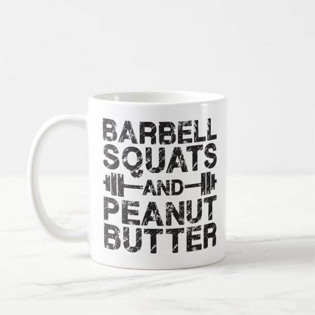 Kvadter och jordnötssmör - Bodybuliding Motivation Kaffemugg (Vänster)