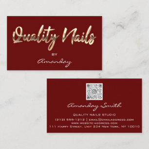 Kvalitet Nagel QR-Logotyp Burgundy Red Guld Visitkort