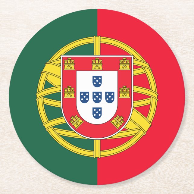 Kvalitet på portugisiska flagga underlägg papper rund (Framsidan)