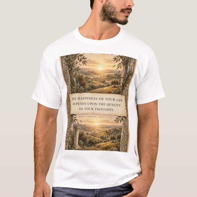 Kvaliteten på dina tankar — Aurelius Stoic Tee (Framsida)