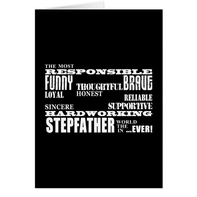 Kvaliteter för styvfar- & Stepdadsfödelsedagpartyn OBS Kort (Framsidan)