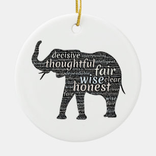 Kvaliteter hos en elefant Ord Cloud Julgransprydnad Keramik
