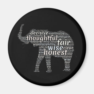 Kvaliteter hos en elefant Ord Cloud Magnet