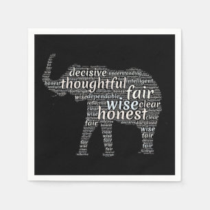 Kvaliteter hos en elefant Ord Cloud Pappersservett