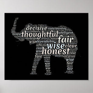 Kvaliteter hos en elefant Ord Cloud Poster