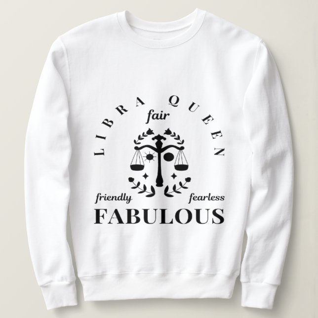 Kvaliteter hos en Libra Queen Sweatshirt T Shirt (Design framsida)