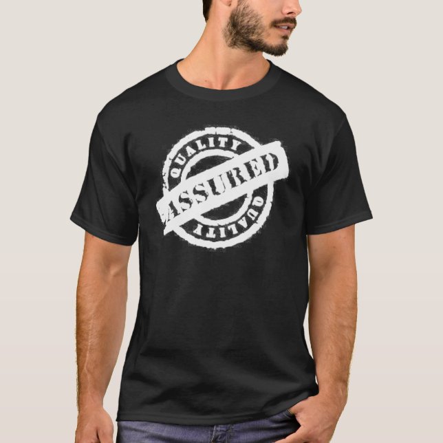 kvalitets- försäkrad vit för frimärke t-shirt (Framsida)