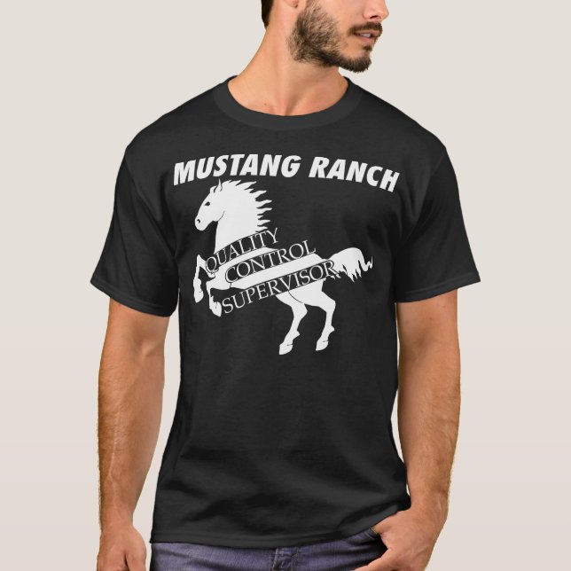 Kvalitets- Mustangranch - kontrollera T-shirt (Framsida)