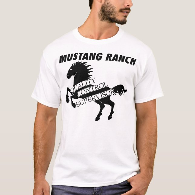 Kvalitets- Mustangranch - kontrollera T-shirt (Framsida)