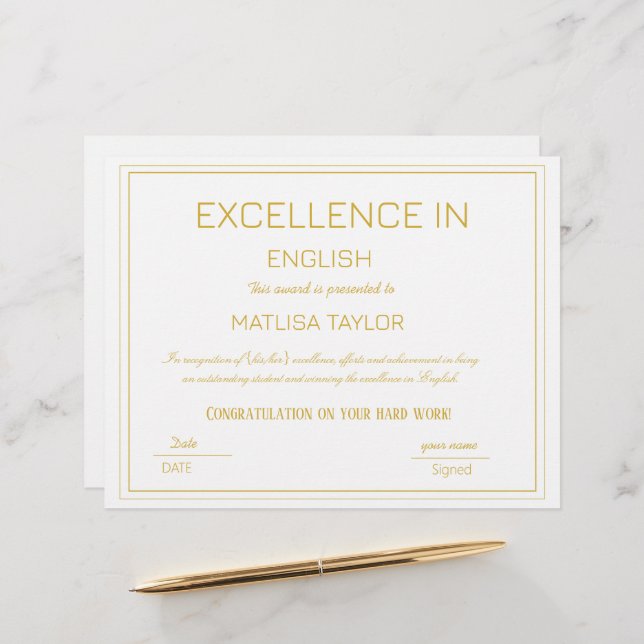 Kvalitetsbevis på engelska Achievement (Fram/Back In Situ)