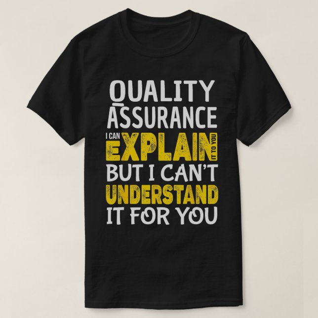 Kvalitetssäkring - praktiskt QA Tester - förklarad T Shirt (Design framsida)