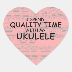 Kvalitetstid Ukulele Heart-etikett Hjärtformat Klistermärke