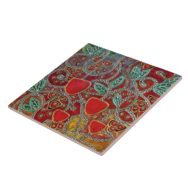 "Kväll äpplen" (målning) Kakelplatta (Sidan)