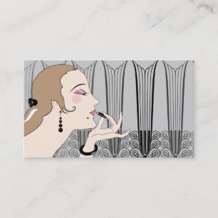 Kväll, Art Deco Dam i Grått och taupe Visitkort