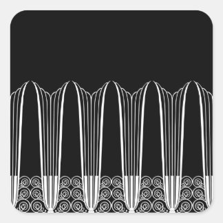 KVÄLL BALCONY, Art Deco Ironwork in White on Black Fyrkantigt Klistermärke