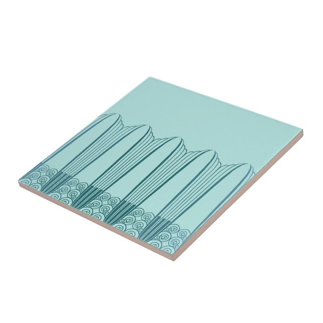 KVÄLL BALKONG, art décoIronwork i Aqua och kricka Kakelplatta (Sidan)