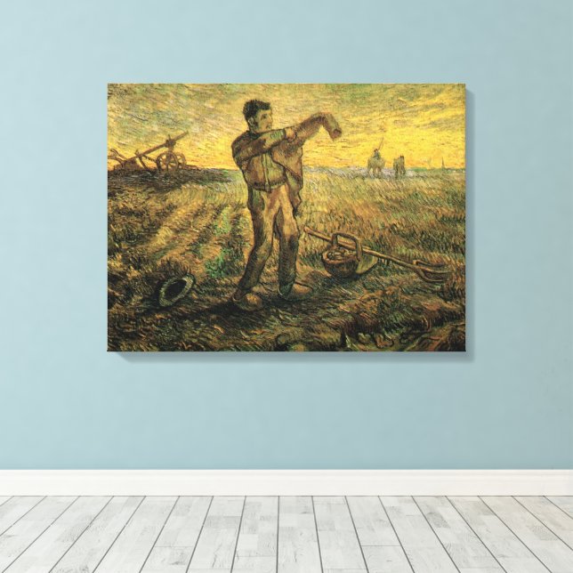 Kväll - Dagens slut av Vincent van Gogh Canvastryck (Insitu (trägolv))