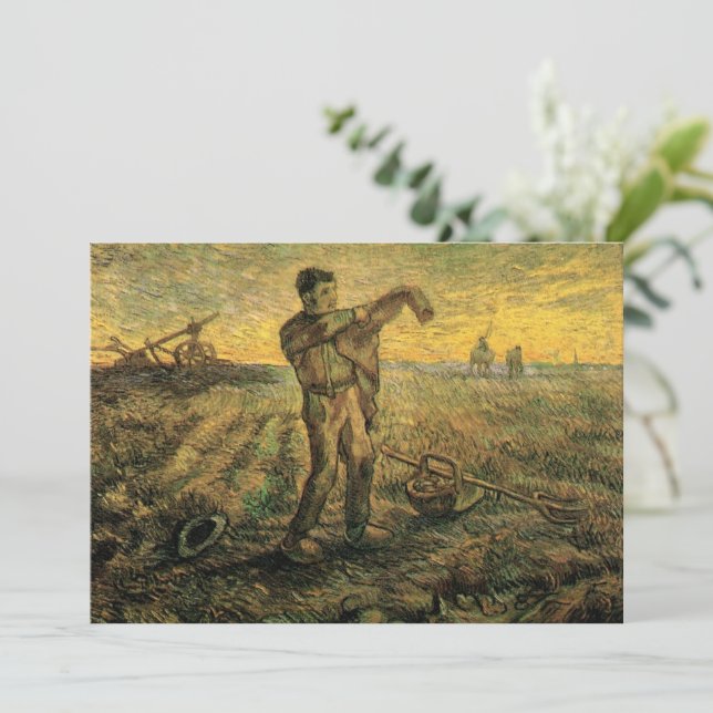 Kväll - Dagens slut av Vincent van Gogh Inbjudningar (Stående Fram)