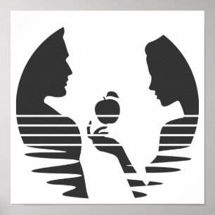 Kväll Händer och äpple till Adam, svart version 1/ Poster