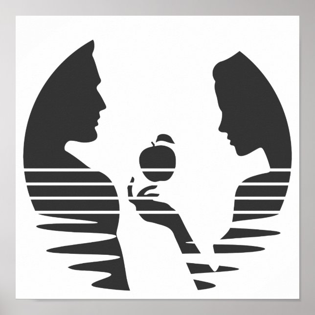 Kväll Händer och äpple till Adam, svart version 1/ Poster (Framsidan)