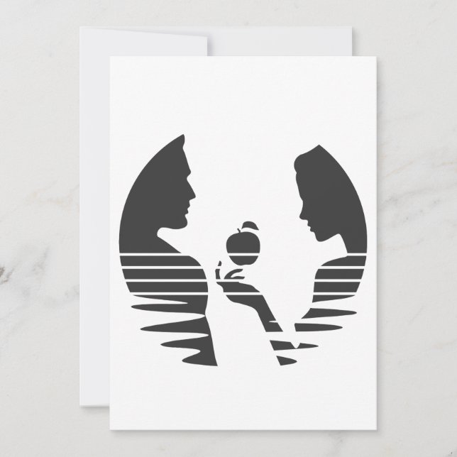 Kväll Händer och äpple till Adam, svart version 1/ Tack Kort (Framsida)