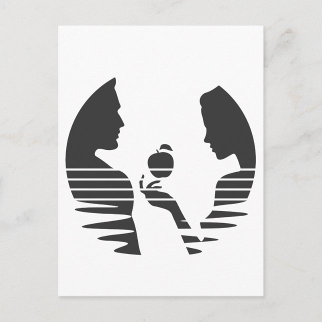 Kväll Händer och äpple till Adam, svart version 1/ Vykort (Framsida)