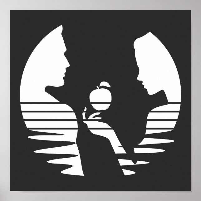 Kväll Händer och äpple till Adam, vit version 2/3 Poster (Framsidan)