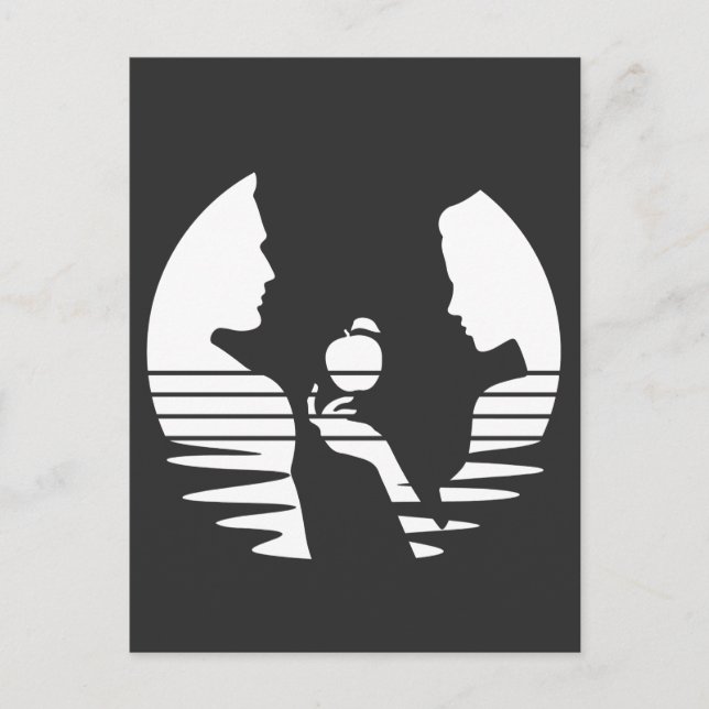 Kväll Händer och äpple till Adam, vit version 2/3 Vykort (Framsida)