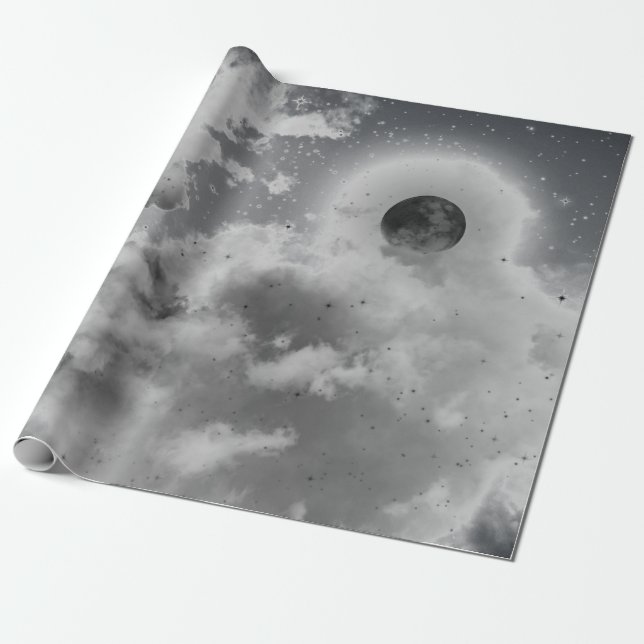 KVÄLL HIMLAR I SVART OCH VITT PRESENTPAPPER (Utrullad)