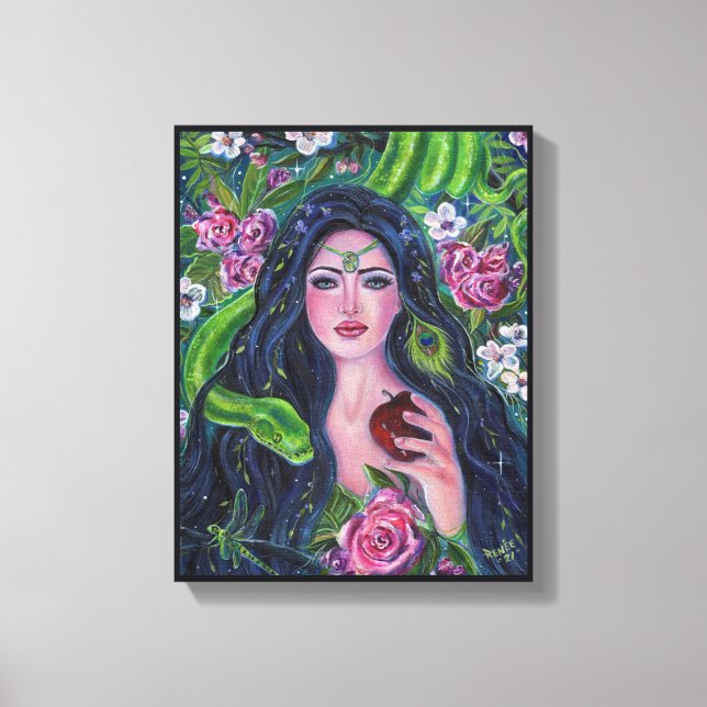 Kväll i trädgården Eden python äpple av Renee Canvastryck (Framsida)