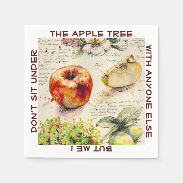 KVÄLL målad illustration av äpple Pappersservett (Framsidan)