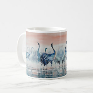 KVÄLL målade Cranes i gryningen Kaffemugg
