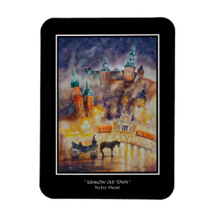 KVÄLL målade Krakow Old Town Magnet