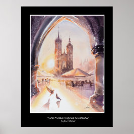 KVÄLL målade Krakow Old Town Poster