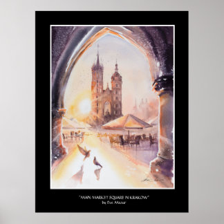 KVÄLL målade Krakow Old Town Poster