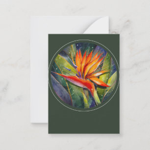 KVÄLL-målat Strelitzia-kort för blommor Anteckningskort