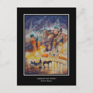 KVÄLL Painting Krakow Old Town Poster Vykort
