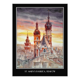 KVÄLL Painting Krakow, Polen Old Town Fototryck