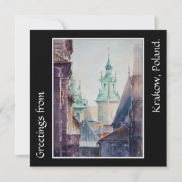 KVÄLL Painting Krakow, Polen Old Town Kort