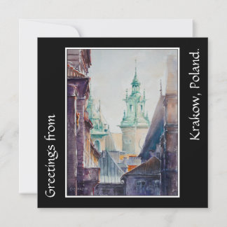 KVÄLL Painting Krakow, Polen Old Town Kort