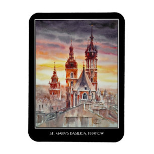 KVÄLL Painting Krakow, Polen Old Town Magnet