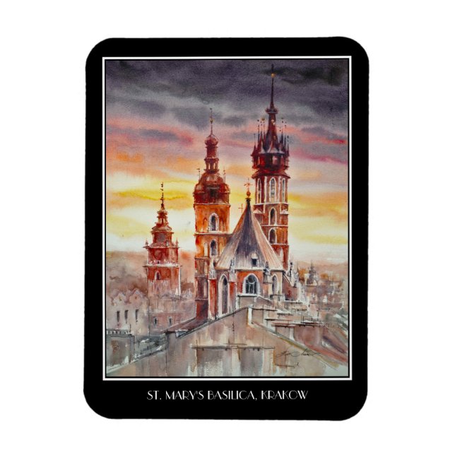 KVÄLL Painting Krakow, Polen Old Town Magnet (Vertikal)