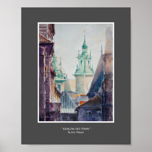 KVÄLL Painting Krakow, Polen Old Town Poster