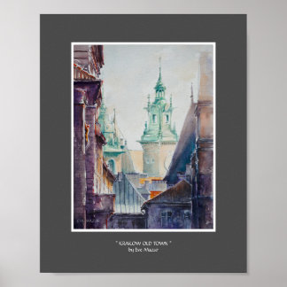 KVÄLL Painting Krakow, Polen Old Town Poster
