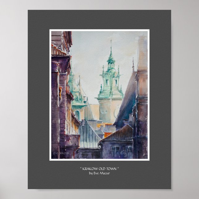 KVÄLL Painting Krakow, Polen Old Town Poster (Framsidan)